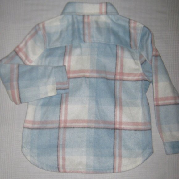 NWT Members Mark Girl's Relaxed Fit Plaid Shacket Blue Plaid Side Pockets M(7/8) - Picture 3 of 5
